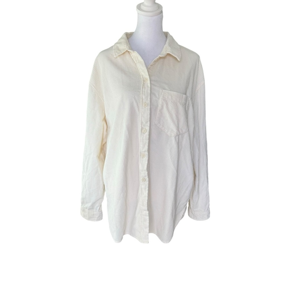 American Eagle Outfitters Cream Button-Down Shirt